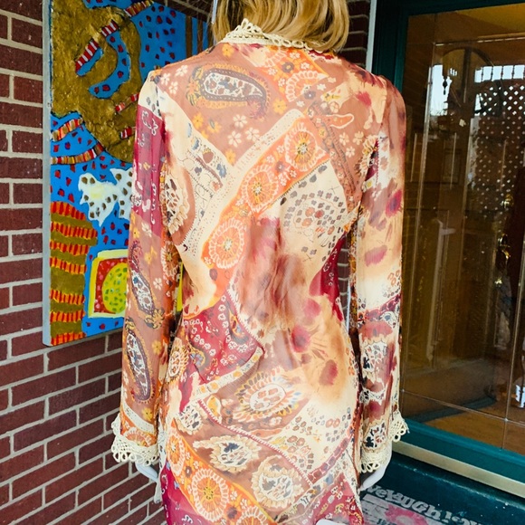 Caché Silk Boho Style Top - Picture 5 of 8